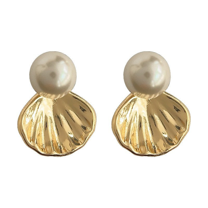 Light Luxury Shell Simple Temperament Pearl Earrings